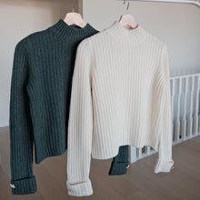 Load image into Gallery viewer, Ribbed Wool Mock Neck Sweater