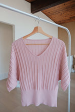 Load image into Gallery viewer, V-Neck Ribbed Short Sleeve Knit Top