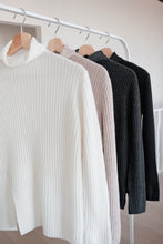 Load image into Gallery viewer, Ribbed Wool Turtleneck Side Slit Sweater