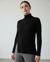 Load image into Gallery viewer, Ribbed Wool Turtleneck Side Slit Sweater
